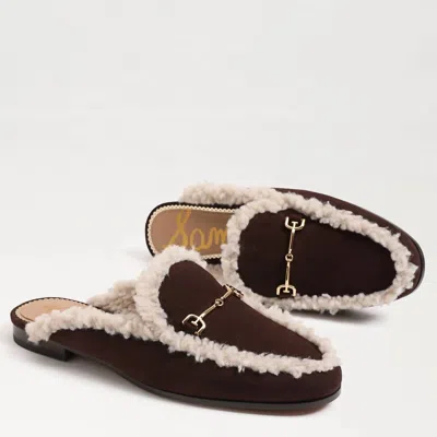 Sam Edelman Linnie Bit Cozy Mule In Café Noir Dark Brown Suede In Multi