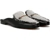 Sam Edelman Linnie Fray Slippers Womens Us 6 Black White Slip On Mule Gbnc650 In Black
