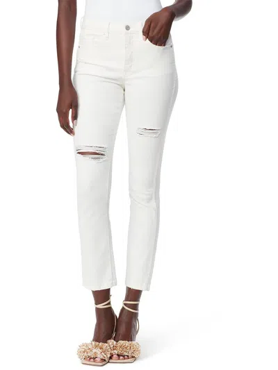 Sam Edelman Linnie Womens Mid-rise Distressed Flare Jeans In White