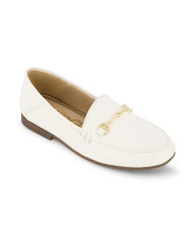 Sam Edelman Kids' Little And Big Girls Leo Loraine Metallic Logo Loafer In White