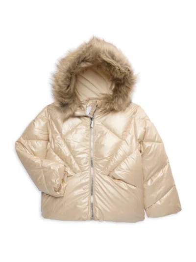 Sam Edelman Kids' Little Girl's Sunbeam Faux Fur Quilted Puffer Jacket In Pink