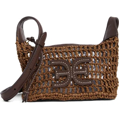 Sam Edelman Lizzie Raffia Crossbody Bag In Brown