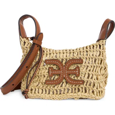 Sam Edelman Lizzie Raffia Crossbody Bag In Brown