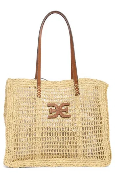 Sam Edelman Lizzie Raffia Tote Bag In Brown