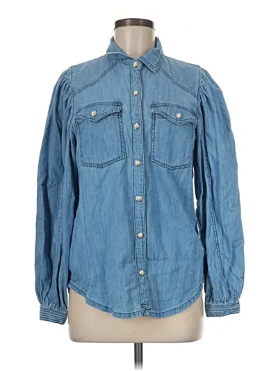 Pre-owned Sam Edelman Long Sleeve Button Down Shirt In Blue
