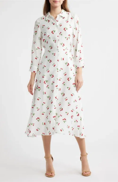 Sam Edelman Long Sleeve Cherry Print Shirtdress In Multi