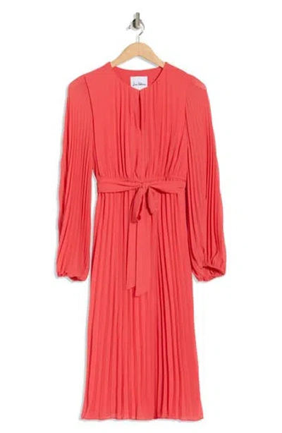 Sam Edelman Long Sleeve Plissé Maxi Dress In Pink