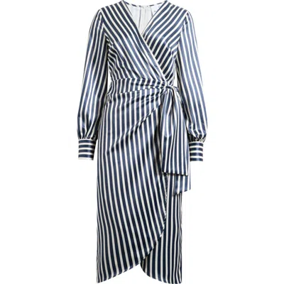 Sam Edelman Long Sleeve Stripe Wrap Dress In Multi
