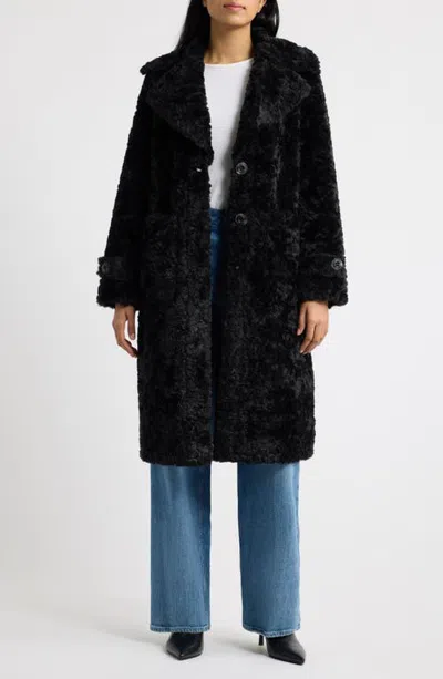 Sam Edelman Longline Faux Fur Coat In Black