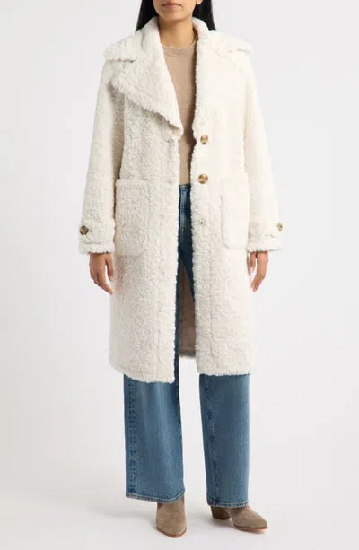 Sam Edelman Longline Faux Fur Coat In Neutral