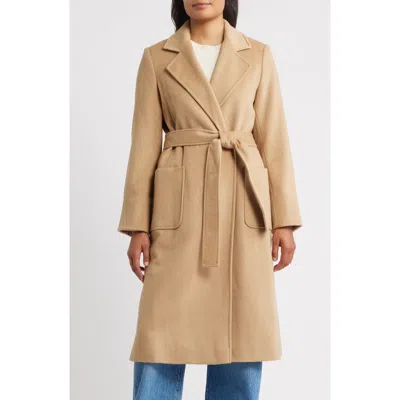 Sam Edelman Longline Wrap Coat In Brown