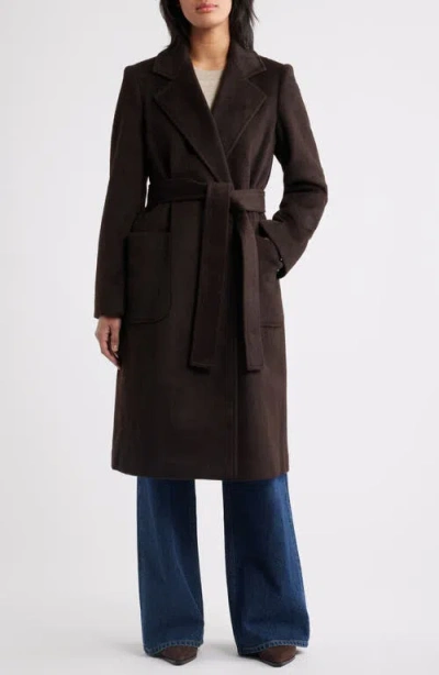 Sam Edelman Longline Wrap Coat In Brown