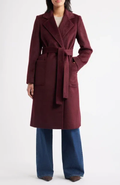 Sam Edelman Longline Wrap Coat In Burgundy