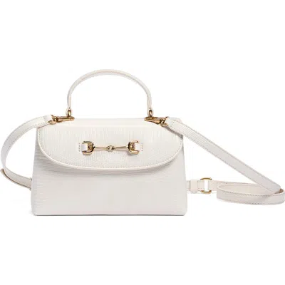 Sam Edelman Loriane Embossed Faux Leather Top Handle Bag In White