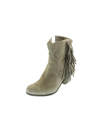 Sam Edelman Louie Womens Suede Fringe Ankle Boots In Green