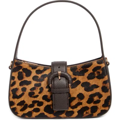 Sam Edelman Lucia Top Zip Demi Shoulder Bag In Leopard Calf-hair/ Cacao