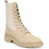 Sam Edelman Lydell Womens Mixed Media Lace Up Ankle Boots In Sesame Suede