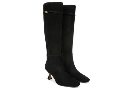 Sam Edelman Lyla Boots Women's Black Suede Square Toe Knee High Zogg265