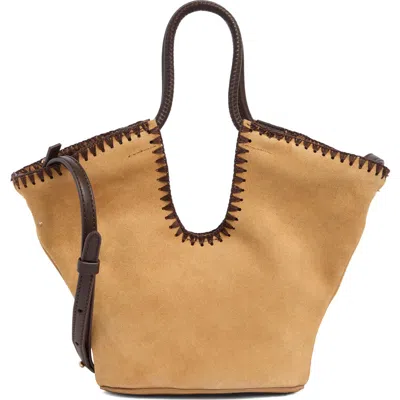 Sam Edelman Lynn Whipstitch Suede Tote Bag In Caramel