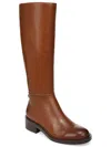 Sam Edelman Mable Womens Leather Block Heel Knee-high Boots In Rich Cognac