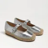 Sam Edelman Mackie Mary Jane Espadrille Soft Silver Leather In Silver