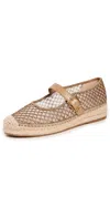 Sam Edelman Mackiemesh Mary Jane Platform Espadrille In Brushed Gold/cyprus Tan