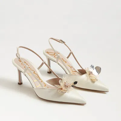 Sam Edelman Mali Slingback Heel Pearl Ivory Silk In White