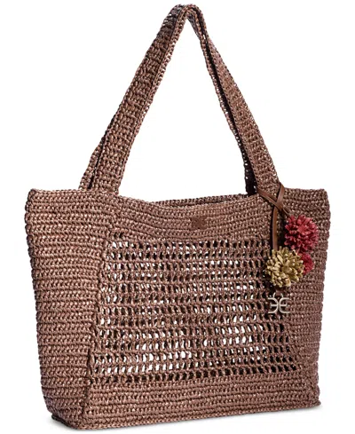 Sam Edelman Marcie Open Weave Raffia Tote In Brown