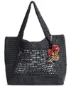 Sam Edelman Marcie Open Weave Raffia Tote In Black