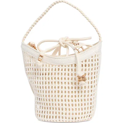Sam Edelman Marcie Open Weave Small Bucket Crossbody Bag In White