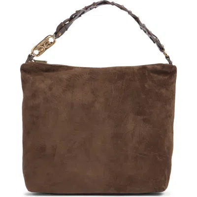 Sam Edelman Marilyn Chain Link Suede Shoulder Bag In Brown