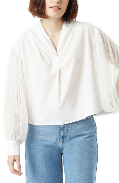 Sam Edelman Marilyn Clip Dot Sleeve Oversize Top In White