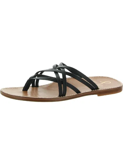 Sam Edelman Marinea Womens Leather Slide On Thong Sandals In Black