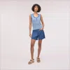 Sam Edelman Mariyah Knit Tank Top Blue Yonder Stripe In Blue