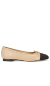 Sam Edelman Marley Womens Leather Bow Ballet Flats In Soft Beige & & Black