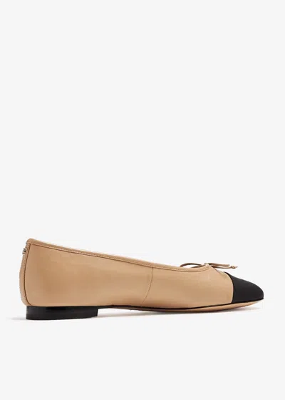 Sam Edelman Marley J1738l1 Ballet Flats Women's Beige Black Leather Gal1934 In Multi