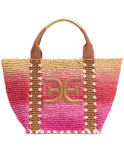 Sam Edelman Marley Raffia Collapsible Large Tote In Orange
