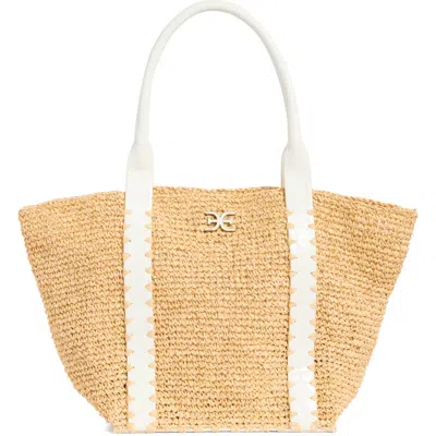 Sam Edelman Marley Raffia Tote Bag In White