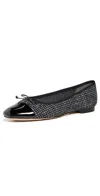 Sam Edelman Marley Tweed Toe Cap Ballet Flats Black In Black