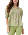 Sam Edelman Marlie Pintuck Blouse In Sage - Branch  Blossom