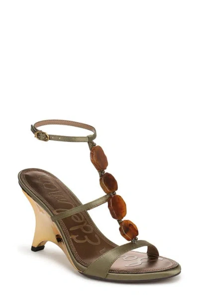 Sam Edelman Massey Ankle Strap Wedge Sandal In Green