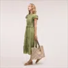 Sam Edelman Matilda Smocked Midi Dress Sage Blossom In Green