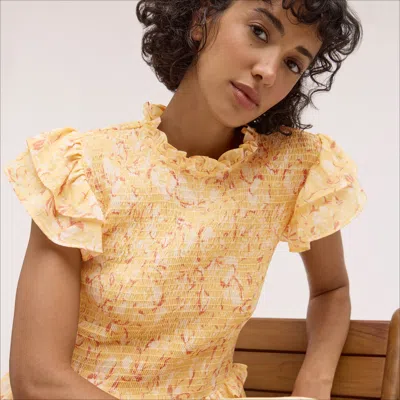 Sam Edelman Matilda Smocked Midi Dress Sunburst In Yellow