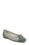 Sam Edelman May Square Toe Bow Accent Openwork Flats In Ligth Blue In Washed New Blue