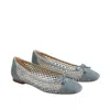 Sam Edelman May Square Toe Bow Accent Openwork Flats In Ligth Blue In Washed Blue