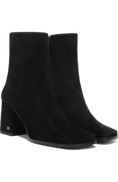 Sam Edelman Mayla Boots's Black Suede Block Heel Ankle Bootie Jzz1164