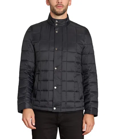 Sam Edelman Men's Box-quilted Full-zip Puffer Jacket In Black