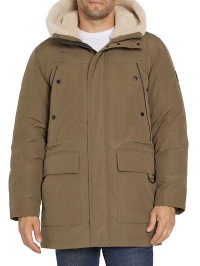 Sam Edelman Men's Faux Shearling Hooded Parka In Taupe