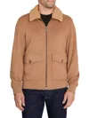 Sam Edelman Men's Faux Shearling Trim Goat Suede Bomber Jacket In Camel