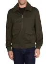 Sam Edelman Sueded Bomber Jacket With Removable Fleece Collar In Green